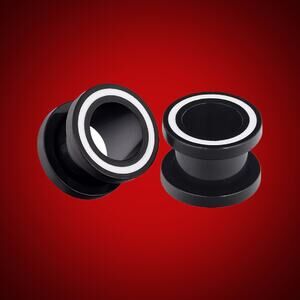 Black & White Surgical Steel Screw Tunnel Ear Plug Expander Gauge 2G (6mm)